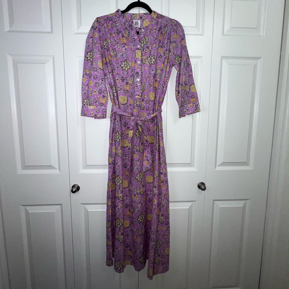 DRA Cotton Anthropologie Floral Purple Women's‎ Dress medium